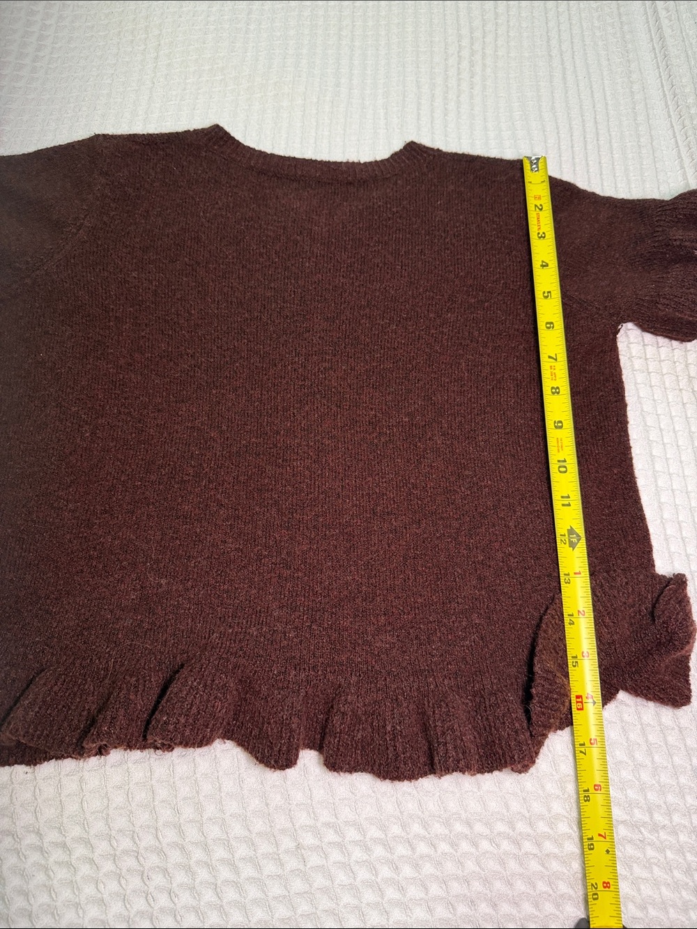 Brown Ruffle-Hem Button-Front Top size S - Picture 5 of 6